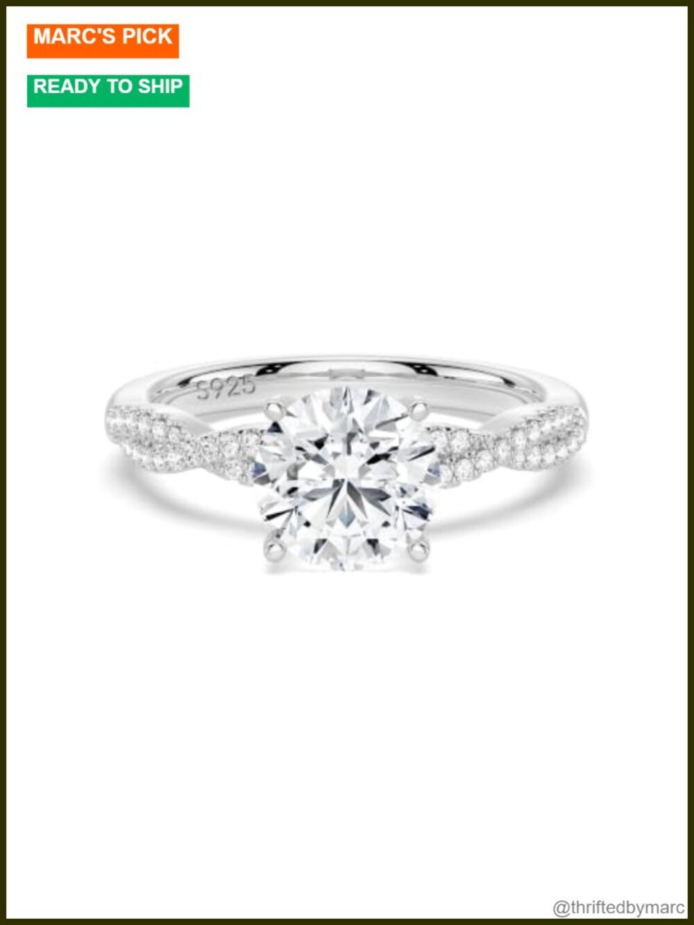 Round Moissanite Engagement Ring Twisted Wedding Band